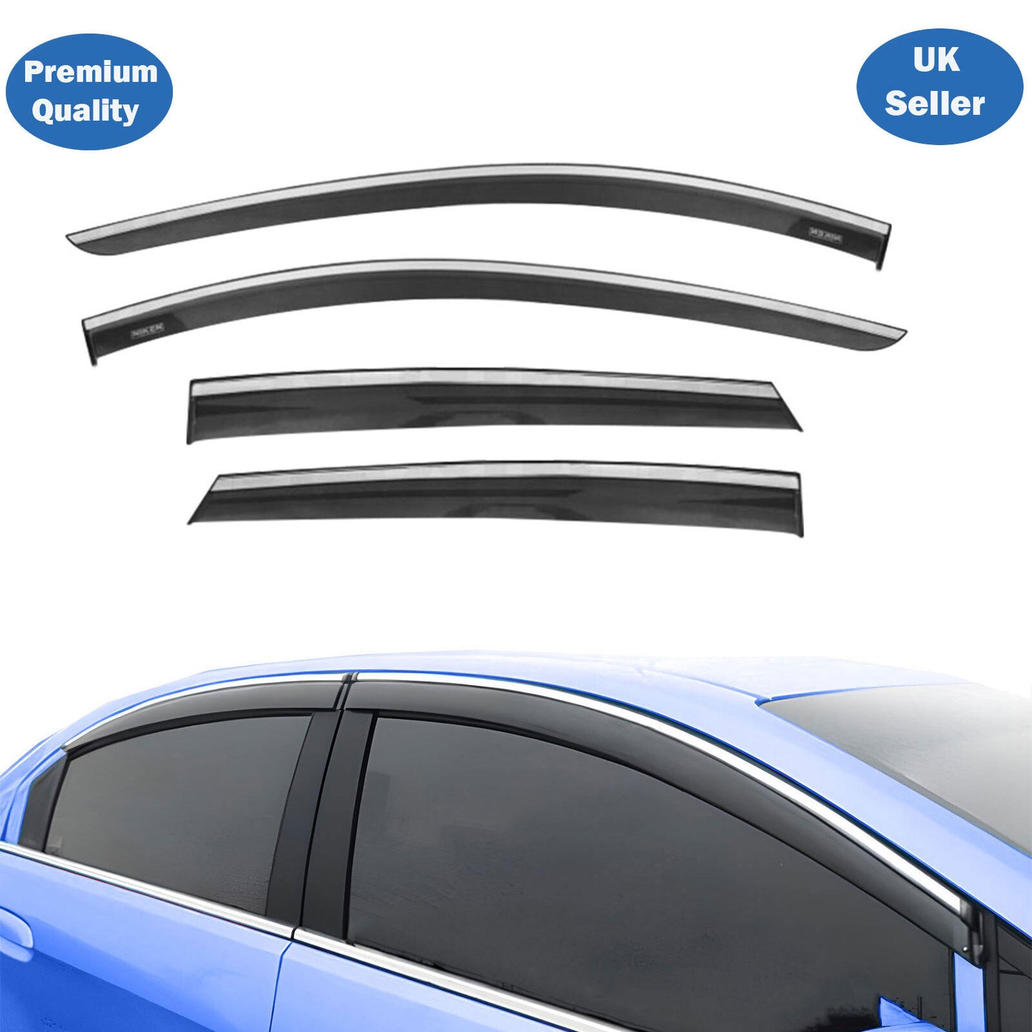 Chrome Window Wind Deflector for Seat Leon 2013 Onwards Rain Guard Visors 4 pcs