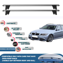 Lockable Roof Rack Cross Bars for BMW 3-Series Touring/Estate E91 2005-2011 | Heavy Duty Rail Carrier 2 Pcs Grey
