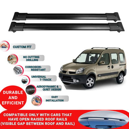 Roof Racks Cross Bars For Renault Kangoo 2004-2007 4 Pcs Black