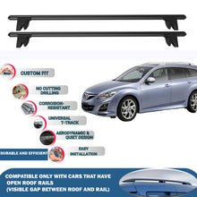 Lockable Roof Rack Cross Bars for Mazda 6 Gh1/Gh2 Estate 2008-2012 | Heavy Duty Rail Carrier 2 Pcs Black