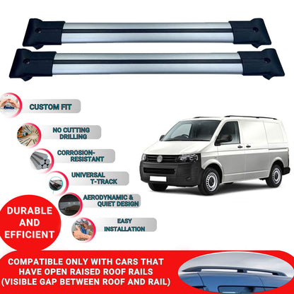 Roof Racks Cross Bars For Vw T5 Transporter 2003-2015 2 Pcs Grey