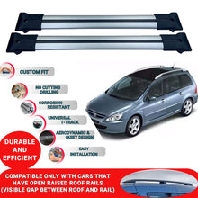 Roof Racks Cross Bars For Peugeot 307 Sw 2001-2008 2 Pcs Grey