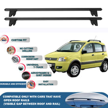 Lockable Roof Rack Cross Bars for Fiat Panda 4X 2004-2012 | Heavy Duty Rail Carrier 2 Pcs Black