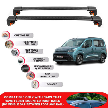 Premium Roof Bars For Toyota Proace City 2019+ Roof Rack Cross Bars Secure Black