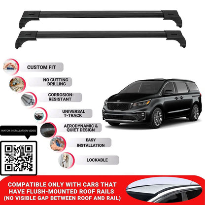 Roof Bars for Kia Carnival 2015-2021 Lockable Roof Rack Cross Bars 2 Pcs Black