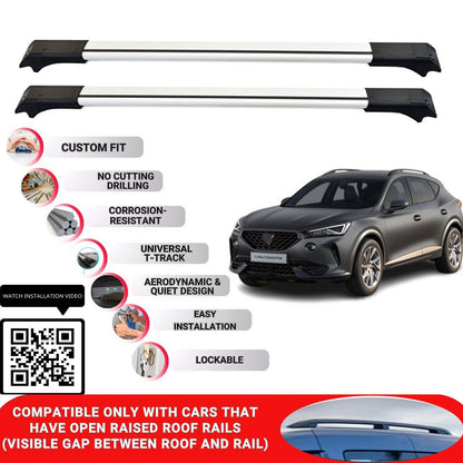 Roof Rack Cross Bars for Cupra Formentor 2021+ Lockable Roof Bars 2 Pcs Grey