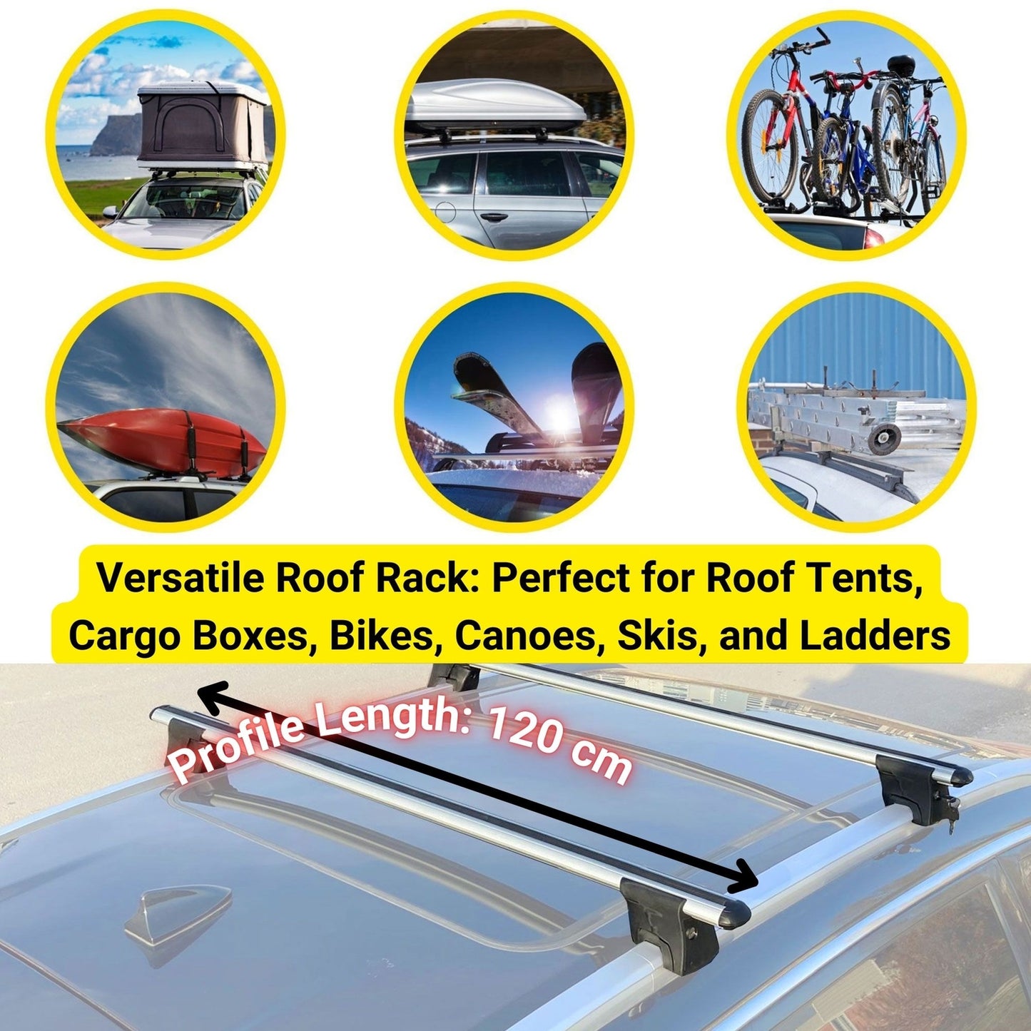 Premium Roof Bars for Hyundai Tucson 2015-2021 Lockable Roof Rack Cross Bars 2 Pcs Grey