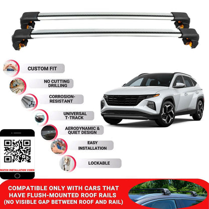 Premium Roof Bars For Hyundai Tucson Suv 2021+ Secure Roof Rack Cross Bar 2 Pcss Grey