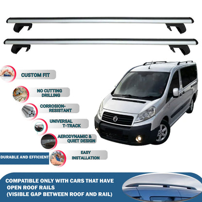 Roof Rack Cross Bars for Fiat Scudo 2007-2016 Rail Carrier for Roof Tents 2 Pcs Grey