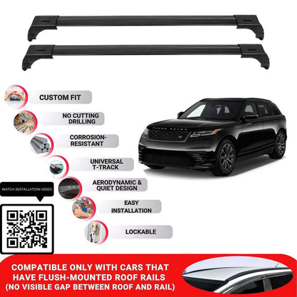 Roof Bars for Land Rover Velar 2017+ Lockable Roof Rack Cross Bars 2 Pcs Black