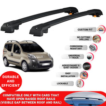 Roof Bar for Citroen Nemo 2008-2022 Lockable Roof Rack Cross Bars 2 Pcs Black