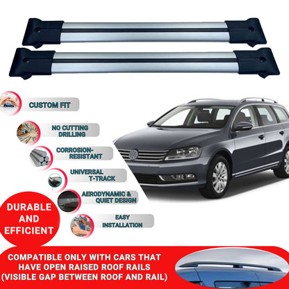 Roof Racks Cross Bars For Vw Passat B7 Sw 2010-2015 2 Pcs Grey