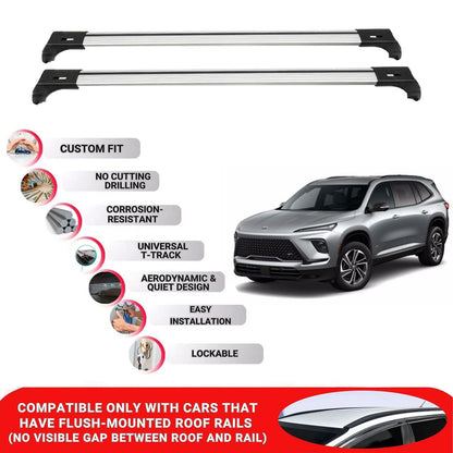 2X Car Roof Bars for Buick Enclave 2025+ Lockable Roof Rack Cross Bars Grey