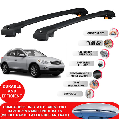 Roof Bar for Infiniti Qx50 2014-2017 Lockable Roof Rack Cross Bars 2 Pcs Black