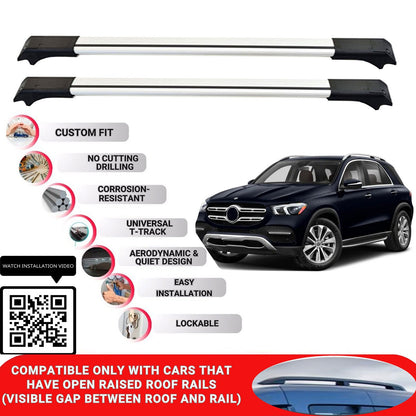 Roof Rack Cross Bars for Mercedes Gle W166 2015-2019 Lockable Roof Bars 2 Pcs Grey