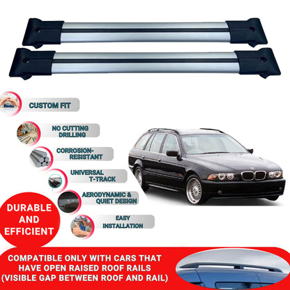 Roof Racks Cross Bars For Bmw 5 Series Estate/Touring E39 1995-2003 2 Pcs Grey