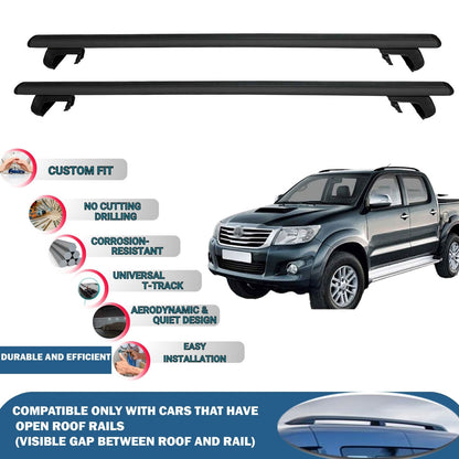 Roof Rack Cross Bars for Toyota Hilux 2006-2014 Rail Carrier for Roof Tents 2 Pcs Black