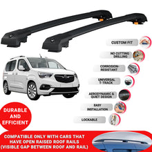 Roof Bar for Opel Combo E 2019+ Lockable Roof Rack Cross Bars 2 Pcs Black