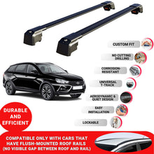 Roof Bars Rack for Lada Vesta SW 2017-2024 Lockable Rail Carrier 2 Pcs Black
