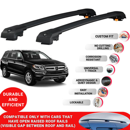 Roof Bar for Mercedes Gls 2014-2019 Lockable Roof Rack Cross Bars 2 Pcs Black