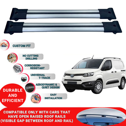 Roof Racks Cross Bars For Toyota Proace City 2019-2023 2 Pcs Grey