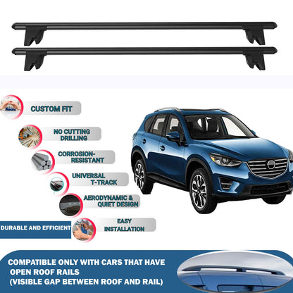 Lockable Roof Rack Cross Bars for Mazda Cx-5 2013-2018 | Heavy Duty Rail Carrier 2 Pcs Black