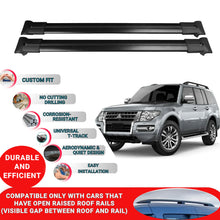 Roof Racks Cross Bars For Mitsubishi Pajero V80 2007-2021 2 Pcs Black