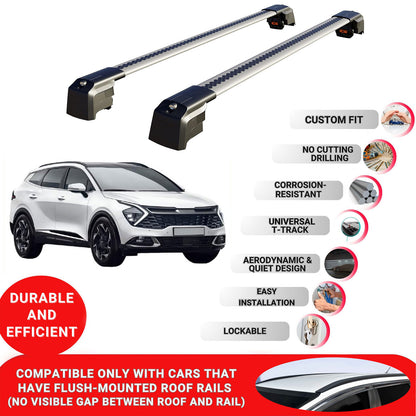 Roof Bars Rack for Kia Sportage (NQ5) 2022+ Lockable Rail Carrier 2 Pcs Grey