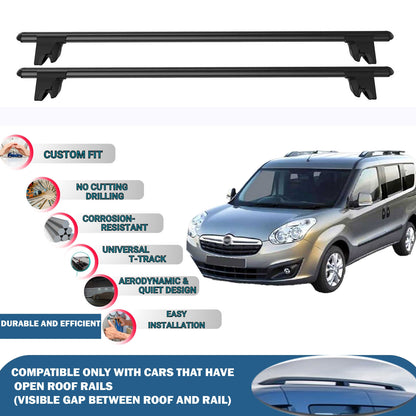 Car Roof Rack Cross Bars for Opel Combo D 2012-2018, Kayak Roof Rack 4 Pcs Black