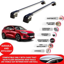 Roof Bars Rack for Ford Kuga 2020+ Lockable Rail Carrier 2 Pcs Grey