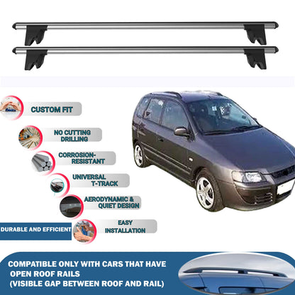 Lockable Roof Rack Cross Bars for Mitsubishi Space Star 1999-2005 | Heavy Duty Rail Carrier 2 Pcs Grey