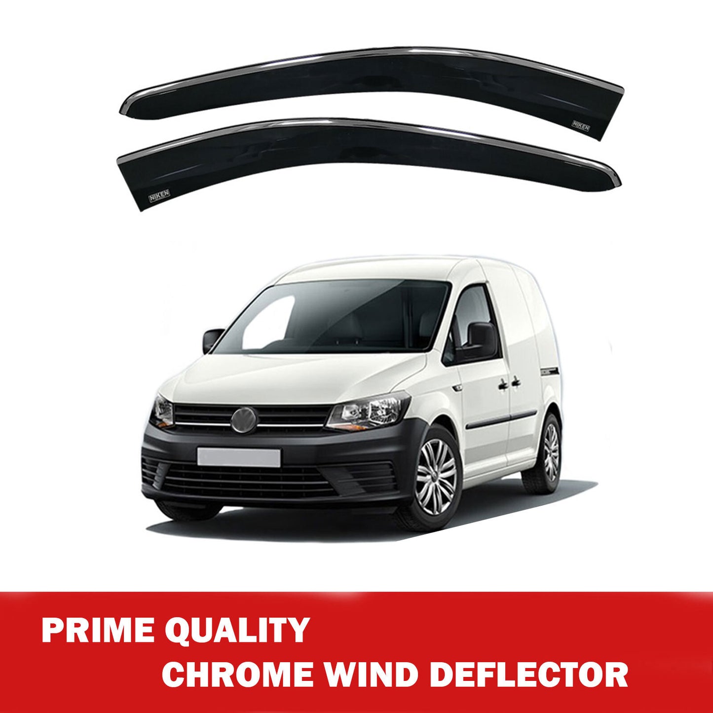 Chrome Window Wind Deflector for Vw Caddy 2020 Onwards Rain Guard Visors 2 pcs