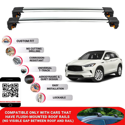 Premium Roof Bars For infiniti Qx50 Suv 2019+ Secure Roof Rack Cross Bar 2 Pcss Grey