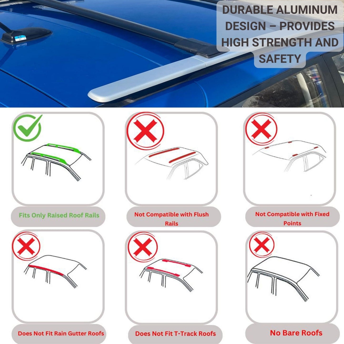 Roof Racks Cross Bars For Landrover Freelander 1 1998-2007 2 Pcs Black