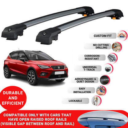 Roof Bar for Seat Arona (Kj7) 2017-2024 Lockable Roof Rack Cross Bars 2 Pcs Grey