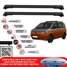Roof Rack Cross Bars for Vw Multivan (T7) 2022+ Lockable Roof Bars 2 Pcs Black