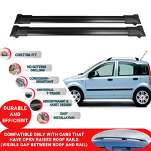 Roof Racks Cross Bars For Fiat Panda Mk 2012-2023 2 Pcs Black
