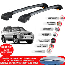 Roof Bar for Toyota Land Cruiser Prado 2002-09 Lockable Roof Rack Cross Bars 2 Pcs Grey