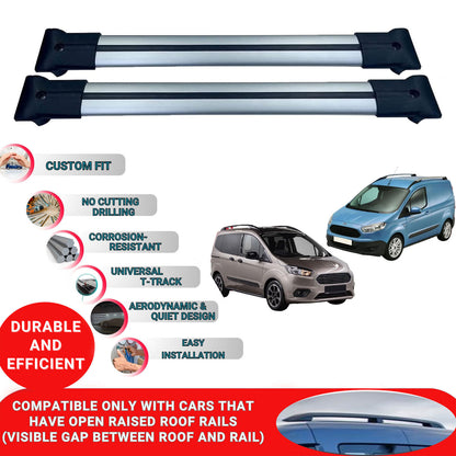 Roof Racks Cross Bars For Ford Tourneo Courier 2017-2023 2 Pcs Grey