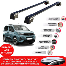 Roof Bars Rack for Opel Combo life 2024+ Lockable Rail Carrier 2 Pcs Black