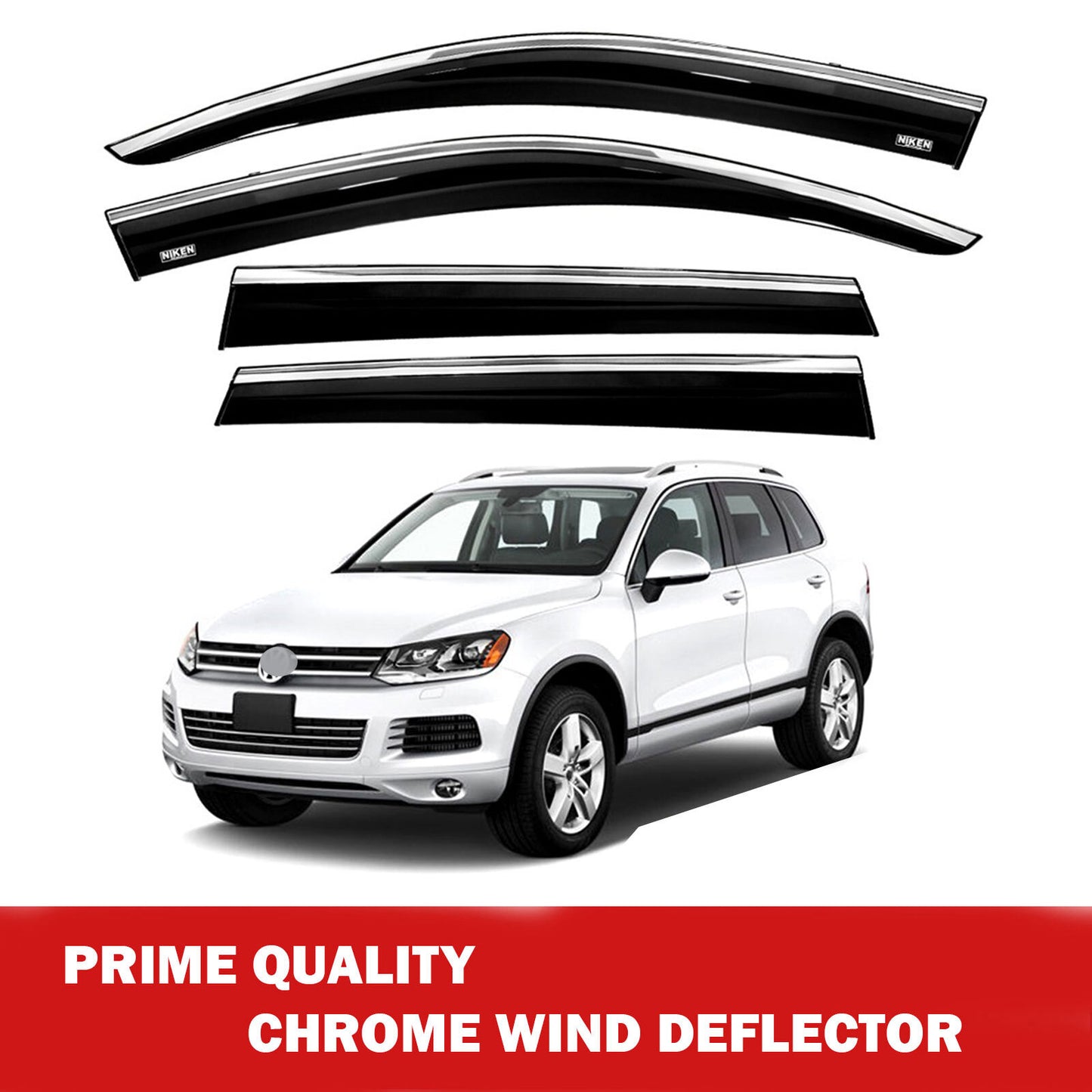 Chrome Window Wind Deflector for Vw Touareg 2011 Onwards Rain Guard Visors 4 pcs