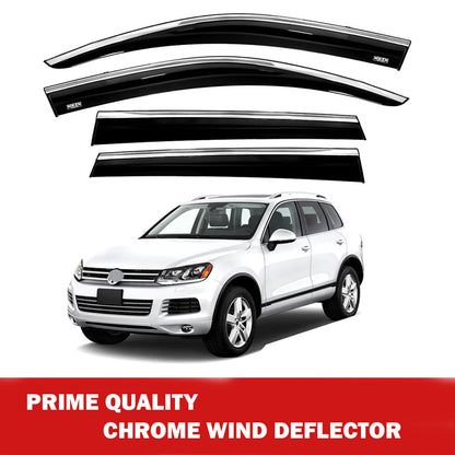 Chrome Window Wind Deflector for Vw Touareg 2011 Onwards Rain Guard Visors 4 pcs