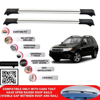 Roof Rack Cross Bars for Subaru Forester 2008-2013 Lockable Bars 2 Pcs Grey