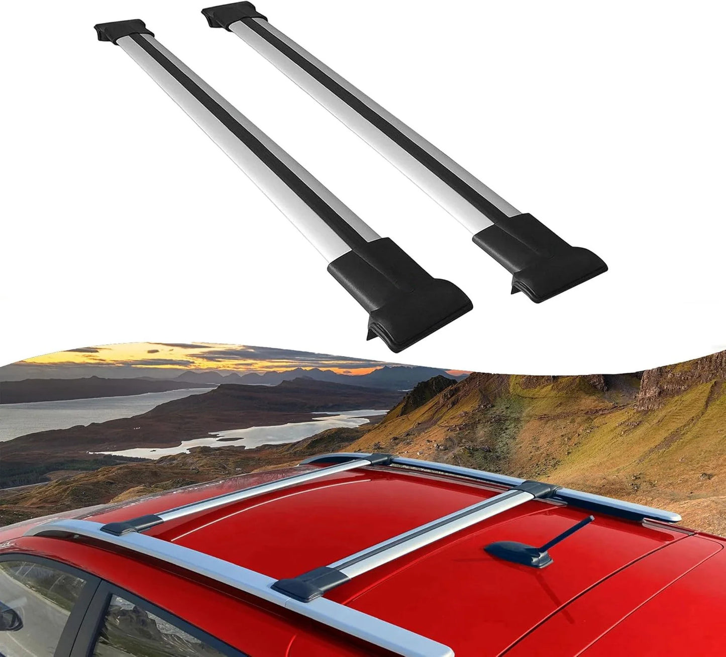 Roof Rack Cross Bars for Skoda Karoq 2018- 2024 Aluminum Roof Bars 2 Pcs Grey