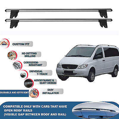 Lockable Car Roof Rack Cross Bars for Mercedes Vito W638/W639 2003-2014 4Pcs Gry