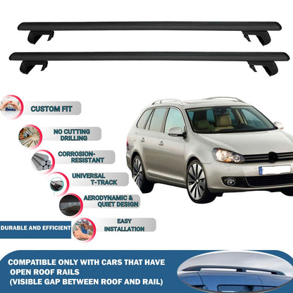 Roof Rack Cross Bars for Volkswagen Golf VI Variant 2009-2013 Rail Carrier for Roof Tents 2 Pcs Black