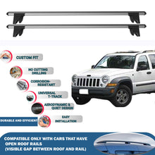 Lockable Roof Rack Cross Bars for Jeep Liberty KJ 2002-2007 | Heavy Duty Rail Carrier 2 Pcs Grey