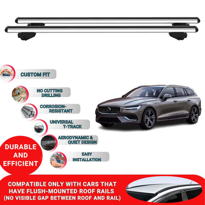 Roof Bars For Volvo V60 SW Estate 2019-2023 Roof Rack Cross Bars 2 Pcs Grey