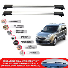 2X Car Roof Rack Cross Bars for Vauxhall Combo 2012-2018 Lockable Roof Bars Grey