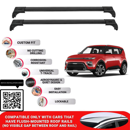 Roof Bars for Kia Soul Hatchback 2014-2018 Lockable Roof Rack Cross Bar 2 Pcs Black